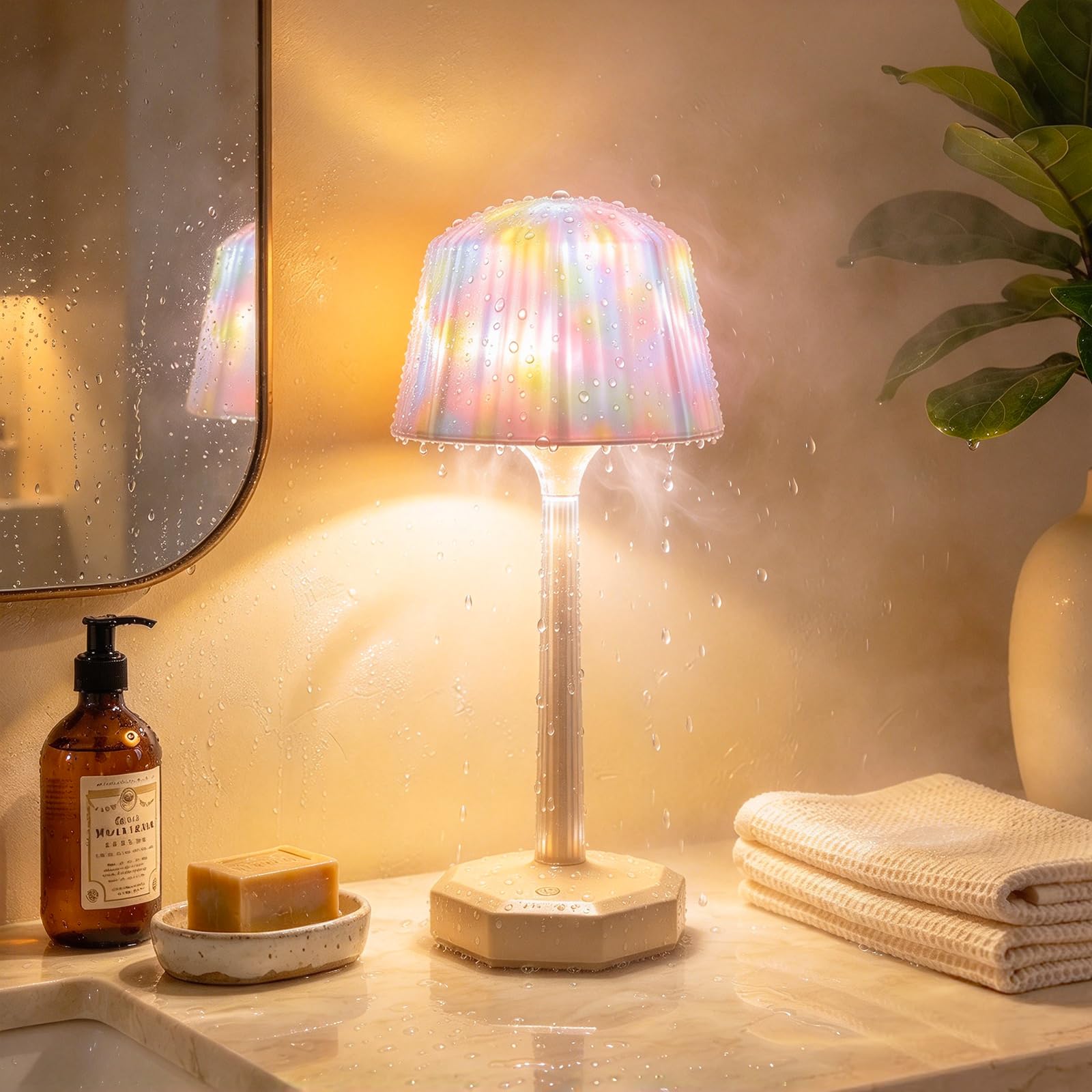 ZORVENIX Waterproof Shower Lamp with 16-Color Projector, Rechargeable