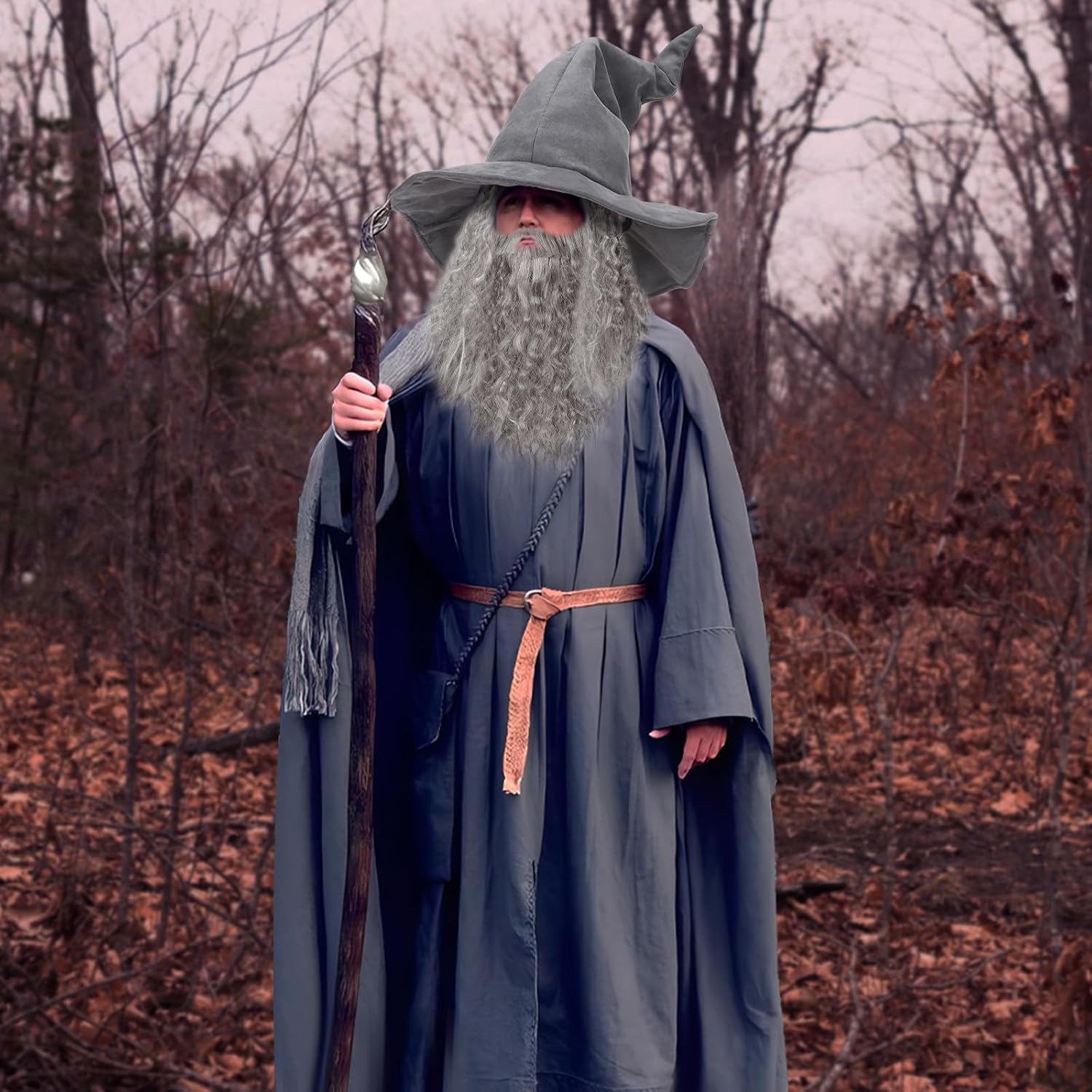 Forwe Wizard Hat Witch Hat Wizard Beard and Wig Set Halloween Costume Accessory for Men Women image 2