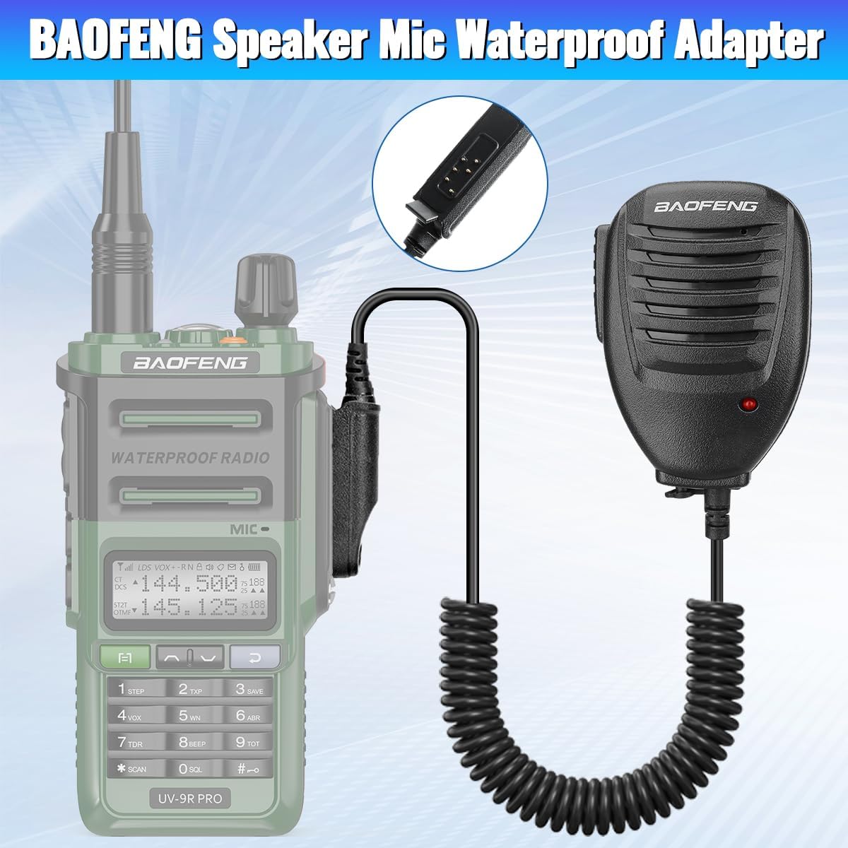 BAOFENG Ham Radio Speaker Microphone Mic Compatible for BAOFENG UV-9G GMRS UV-9R PRO Walkie Talkies Shoulder Handheld Accessories,2 Pack