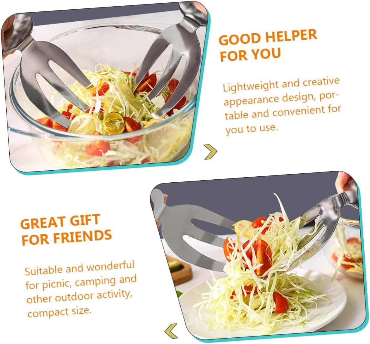 2pcs Stainless Steel Salad Hands Fork for Kitchen Camping