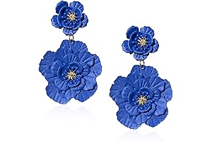 Romantic Double Flower Blue Blossom Earrings