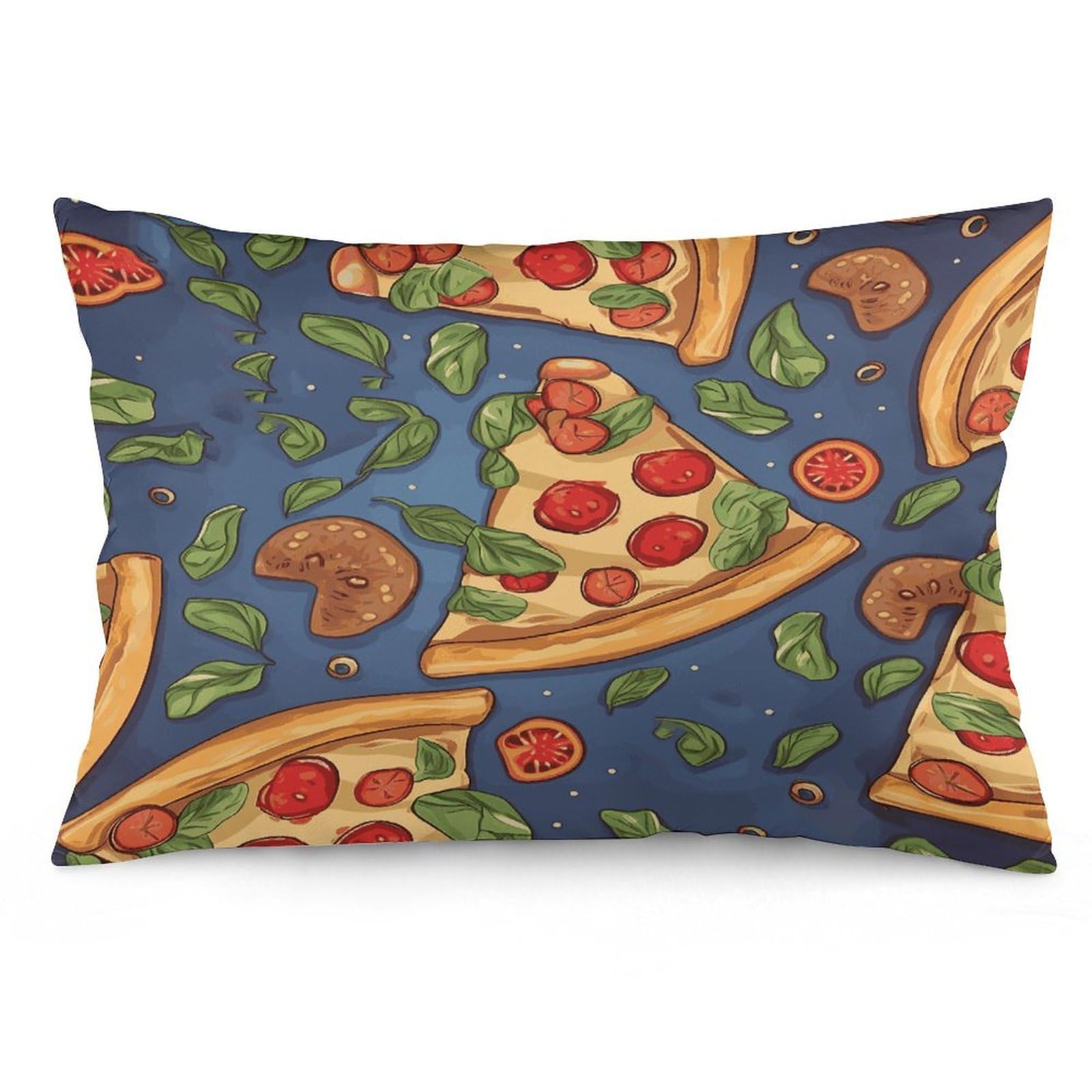 Pizza Throw Pillow Cover Soft Lumbar Pillow Covers with Zipper Breathable Rectangular Cushion Case Polyester Pillow Case Decorative Body Pillow Cover for Couch Bed