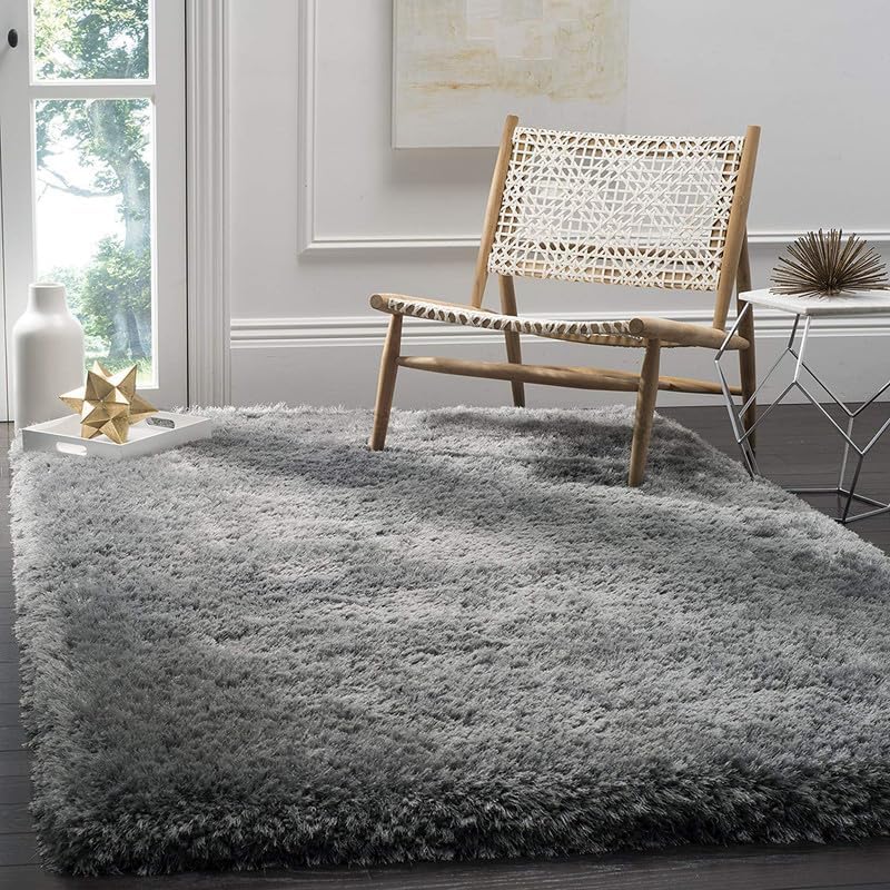 Image of TRANQUIL Polyester Fluffy Fur Rug Shaggy Modern Carpet for Living Room, Bedroom, Guest Room, Kids Room (6x9 Feet, Grey)