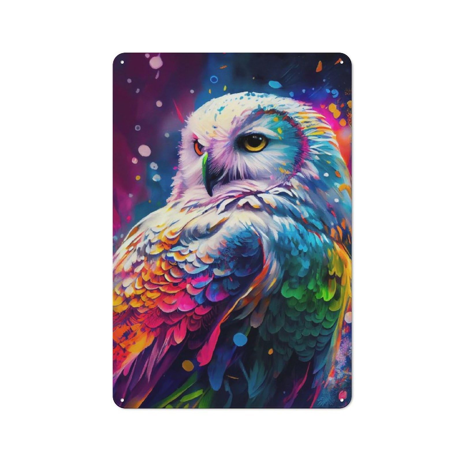 Junmoney The Mystery Snow Owl Retro Metal Sign 30X20cm Featuring Home Bar Decor For Pub, Home Bar, Shed Or Man Cave