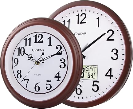 OSTAR 2PCS Silent Wall Clock 12/14 Inch Battery Operated