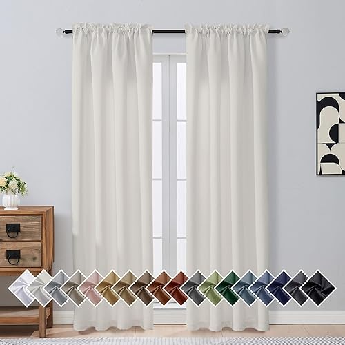 Miniatura 124 de OVZME Cortinas opacas turquesa para tratamiento de ventanas pequeñas, cortinas cortas con bloqueo de luz para ventana de cocina sobre el fregadero,