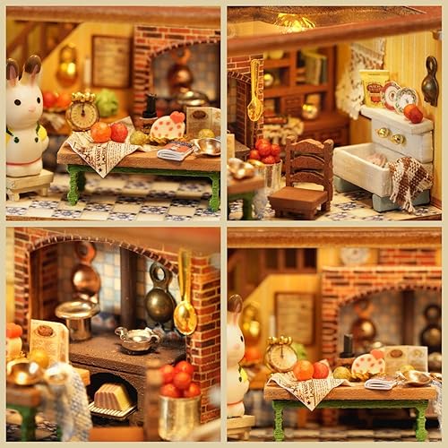 Miniatura 6 de Flever Kit de casa de muñecas en miniatura, habitación creativa con muebles para regalo romántico de obras de arte (Harry' s Kitchen)