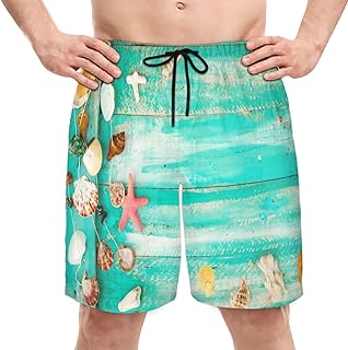 Calção de banho masculino de secagem rápida com forro de malha, calções de praia para banho masculino