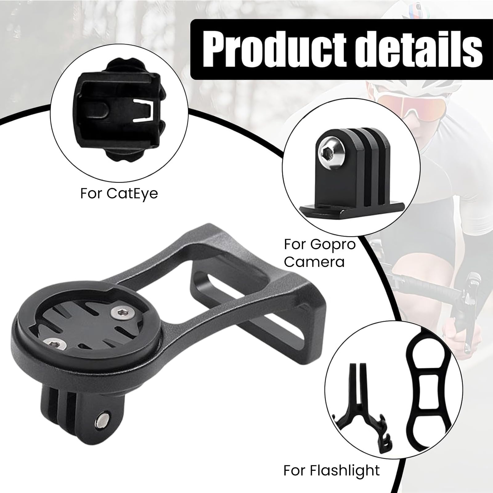 Contachilometri per Bici, Supporto Computer Bici, Lega di Alluminio Ciclismo Gomma a Pedale Supporto per Bici Regolabile Supporto per Bicicletta Regolabile per Garmin, IGPS