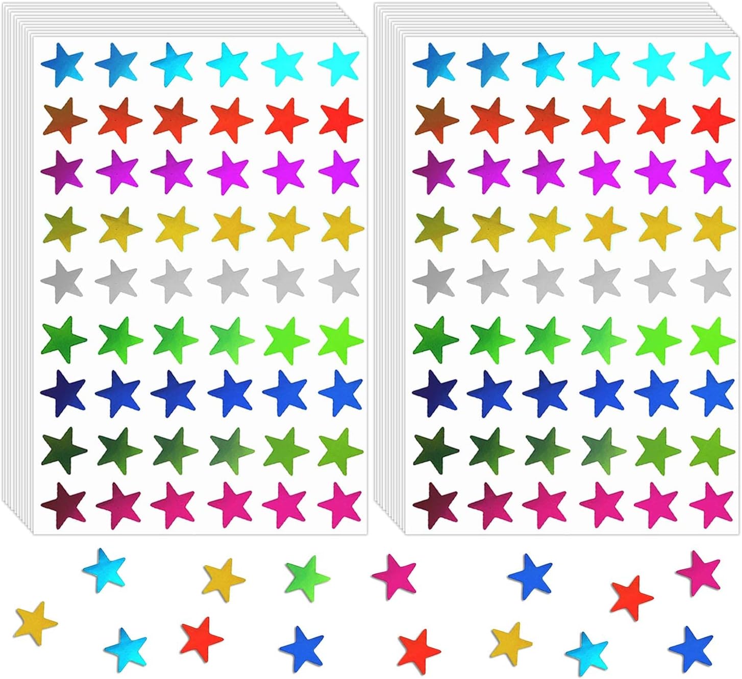 Pack of 1620 pieces, 9 colors, small foil star stickers for kids, award, home, school, bar, DIY and office decoration