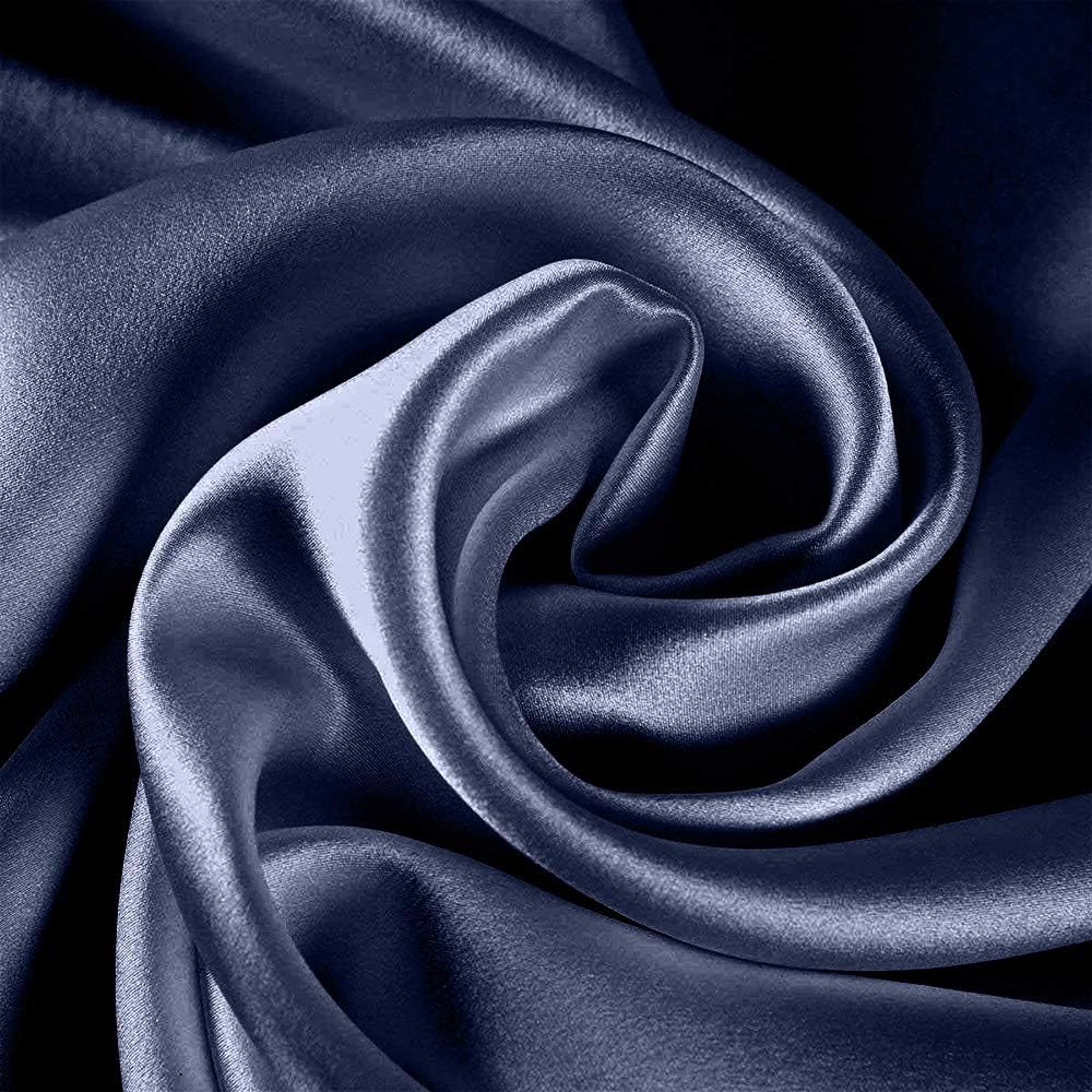 100% Mulberry Silk Pillowcase Pure,21 Momme Both Side Real Silk Pillowcases Hidden Zippered Slip Silk Pillowcase Hypoallergenic Soft Breathable for Hair and Skin（Navy Blue, Queen: 20"x30"）