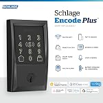 Schlage Encode Plus Smart Wi-Fi Lock for Front Door, Keyless Entry Deadbolt, Unlock with Apple Watch, Built-in WiFi and App Control, Easy Install, Alexa & Apple HomeKit Compatible, Matte Black
