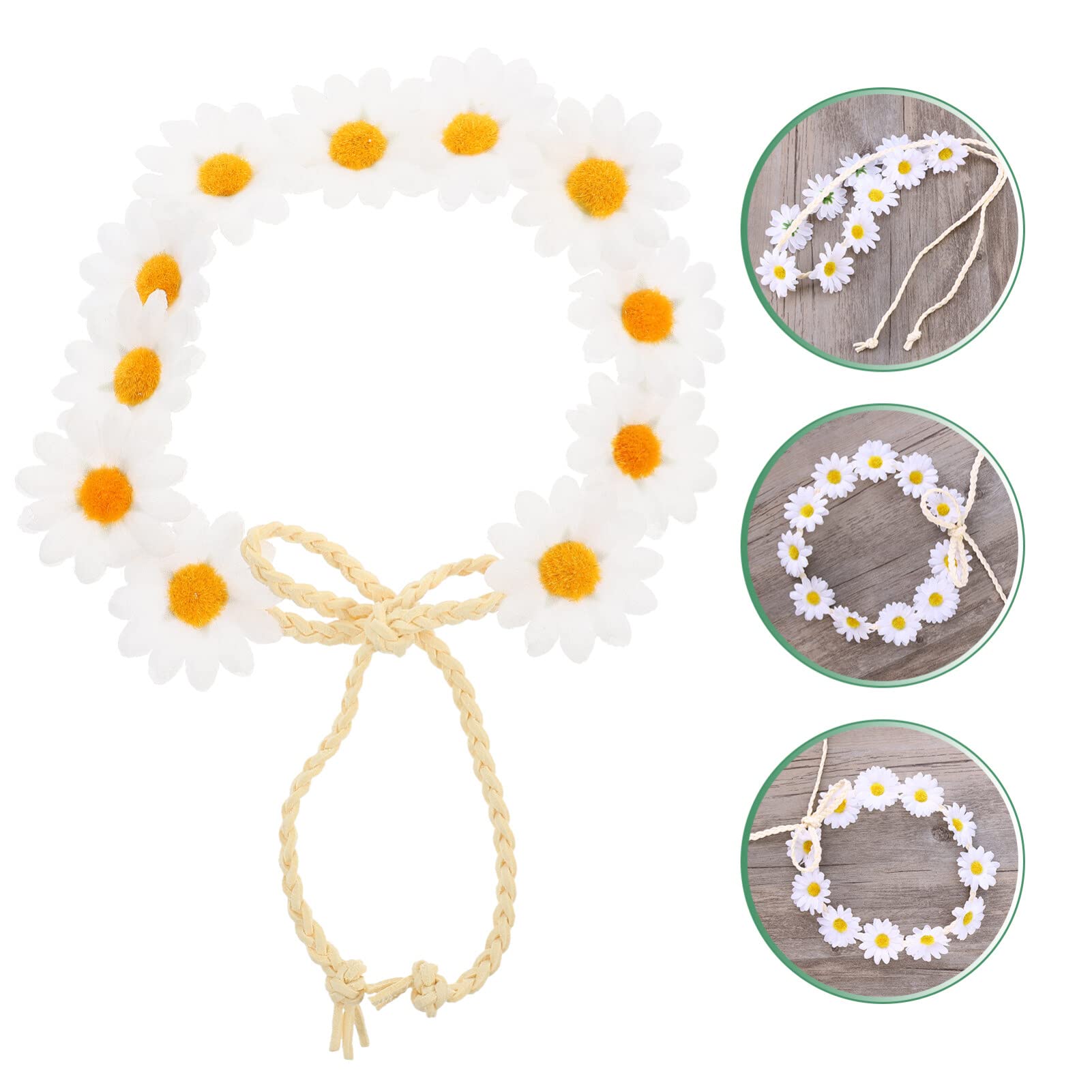 FRCOLOR Tocado De De Flores Para Boda De Pelo De Girasol Banda Para El Pelo Del Festival Diadema Floral De Margarita De Flores De Margarita Guirnalda De