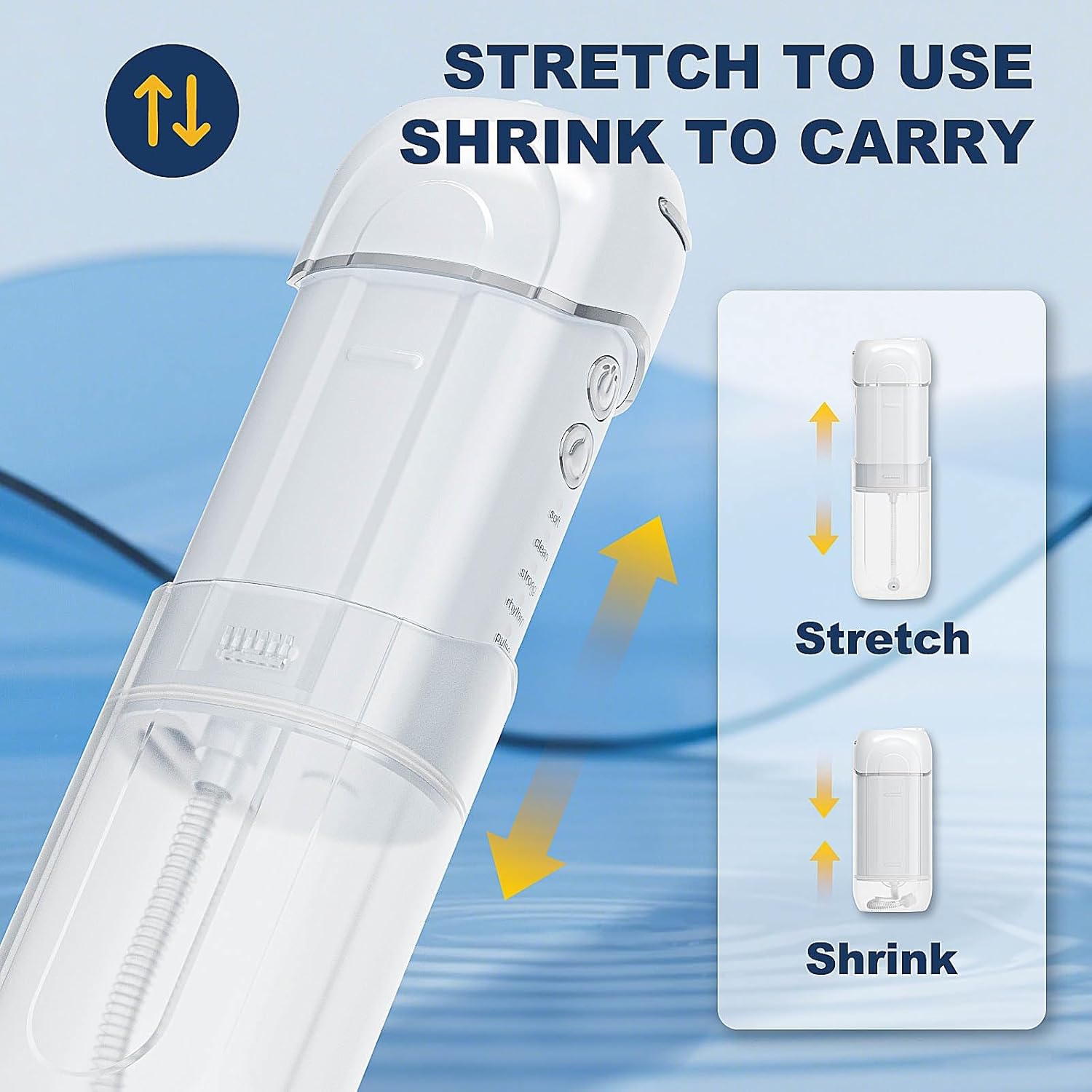Mini Cordless Water Flosser for Teeth, Portable 5 Modes Travel Dental Water Flosser, 36-Day Battery Life, Detachable Tank, IPX7 Waterproof Oral Irrigator for Brace, Sensitive Gum, Implant