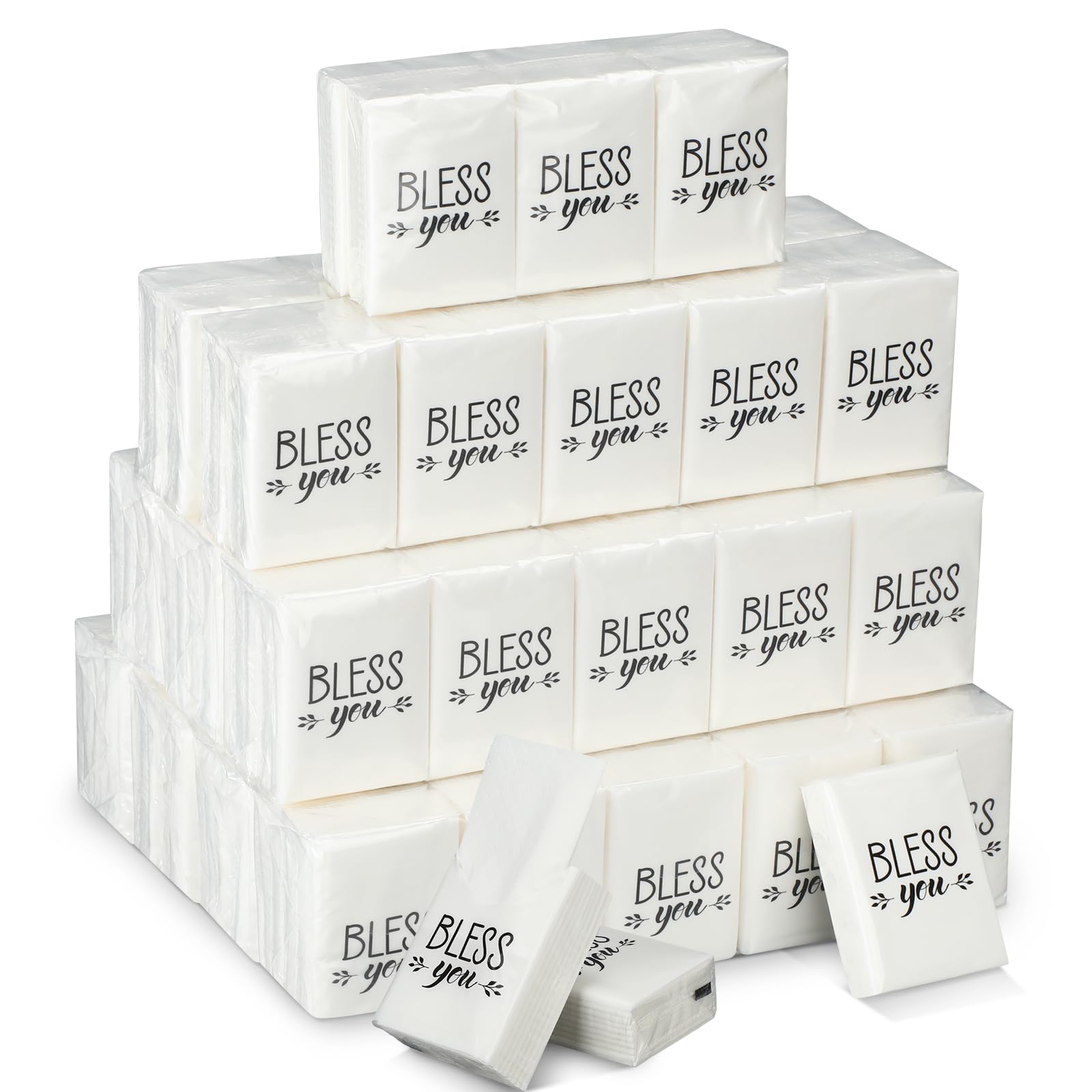 Therwen 100 Pack Pocket Tissues Travel Packs Bulk 1000 Sheet Mini Tissues Bulk 3 Ply Small Travel Size Paper Individual Pocket Size (Church Theme)