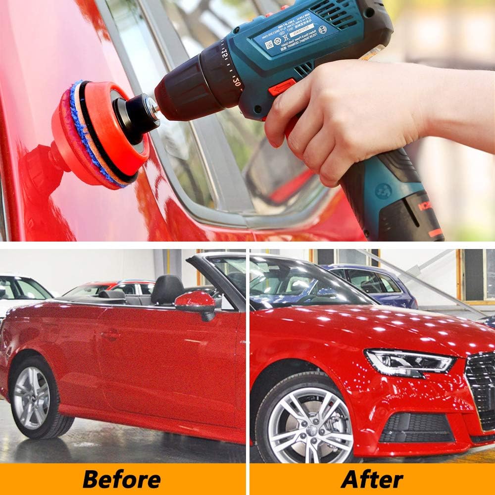 SPTA 29pcs Drill Buffing Pad Detail Polishing Pad Mix Size Kit with 5/8-11 Thread Backing pad & Adapters for Car Sanding, Polishing, Waxing, Sealing Glaze : Automotive