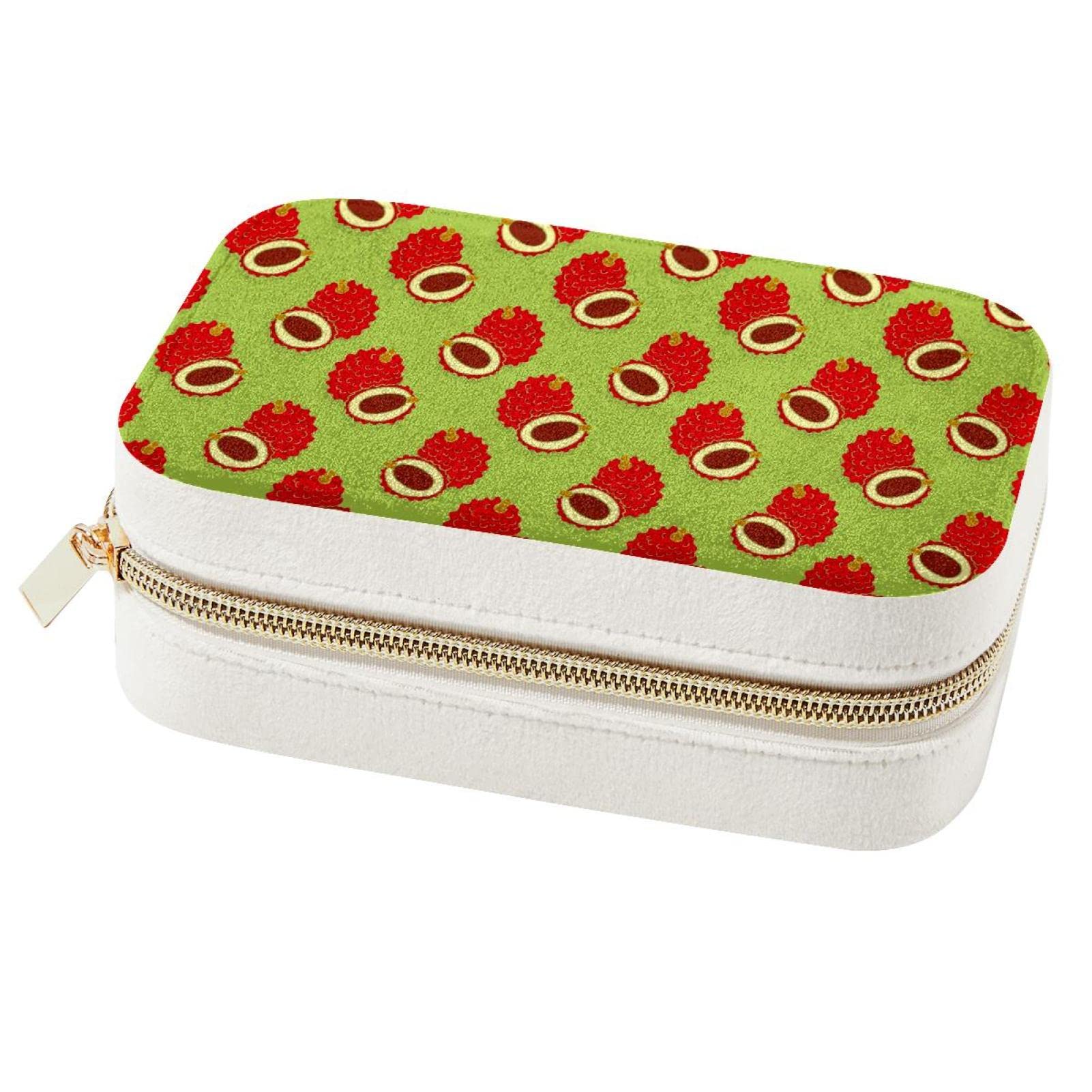 Boîte à bijoux portable Lychee verte avec compartiments bagues et colliers
