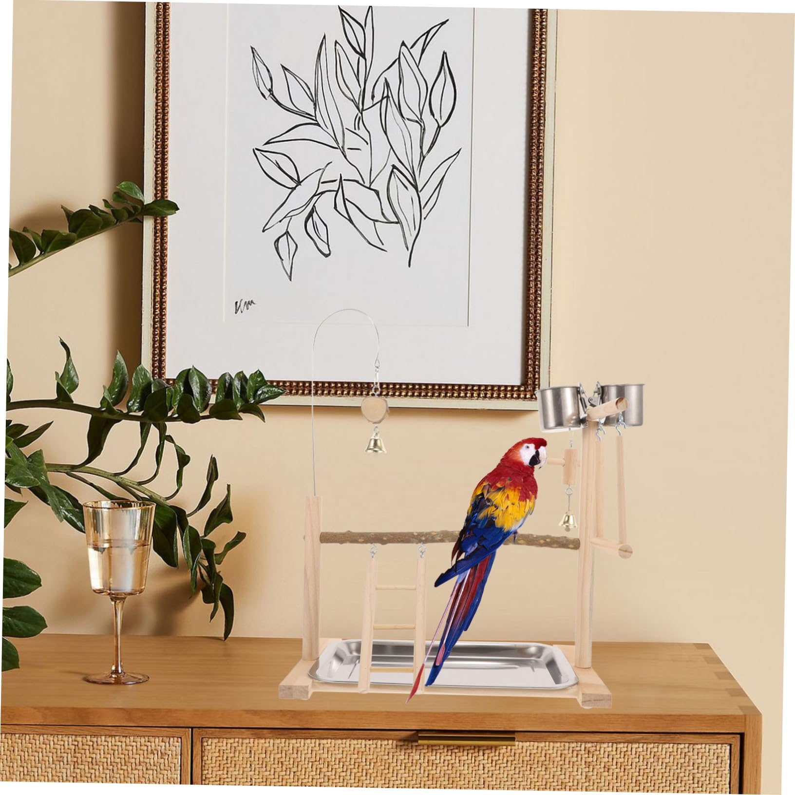 Happyyami 1juego Perch Stand De Madera Natural para Aves Plataforma De Entrenamiento para Periquitos y Loros Soporte Interactivo para Jaulas y Mesas Juguete De Masticación para Salud y