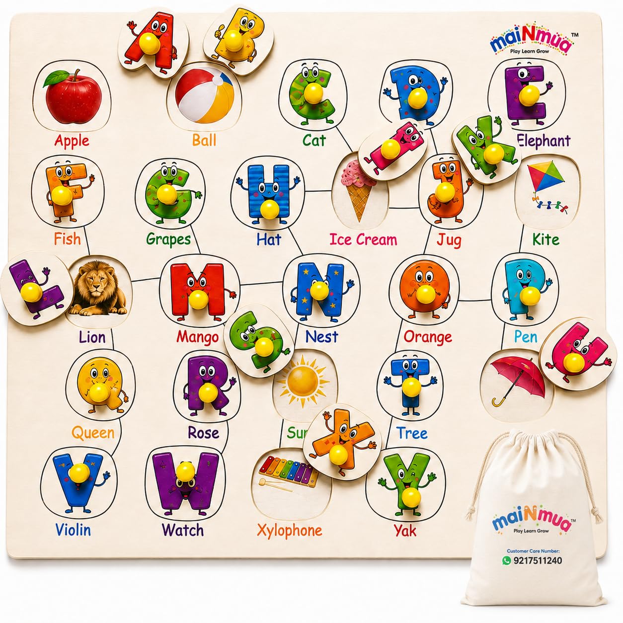 Jumbo Wooden Learning ABCD Educational Board for Kids,Puzzle Toys for 2 Years Old Boys & Girls, Montessori Toy Pre-Schooler,Alphabet Learning Toddlers 2+ Years-Capital ABC-BIS Certified(30x30x2.5cm)-image-23