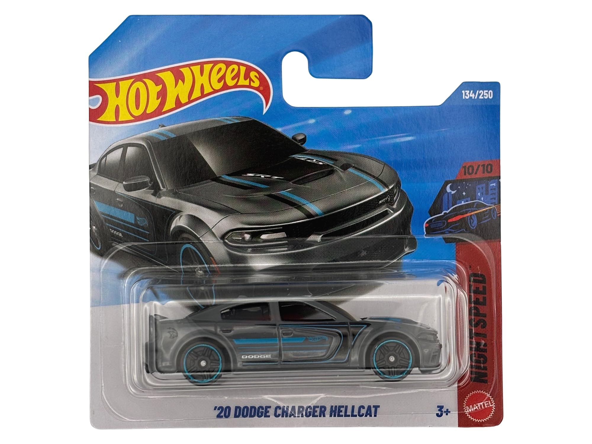 Hot Wheels - '20 Dodge Charger Hellcat - Nightspeed 10/10 - JJJ87 - Short Card - Grey - Muscle Car Model Car in 1:64 Scale - Licensed Model - Mattel 2026 (134/250)
