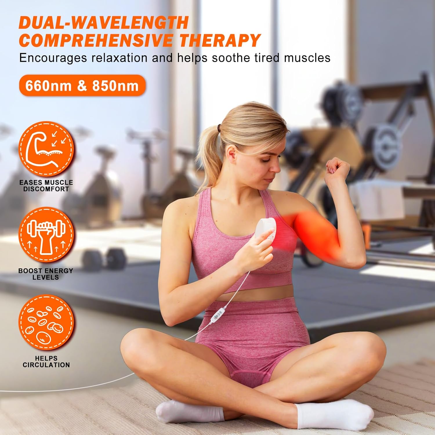 Red Light Therapy Device, 660nm & 850nm Handheld Infrared Red Light for Face and Body, Compact & Portable LED Red Light Bulb for Skin Joints Muscles - Image 2