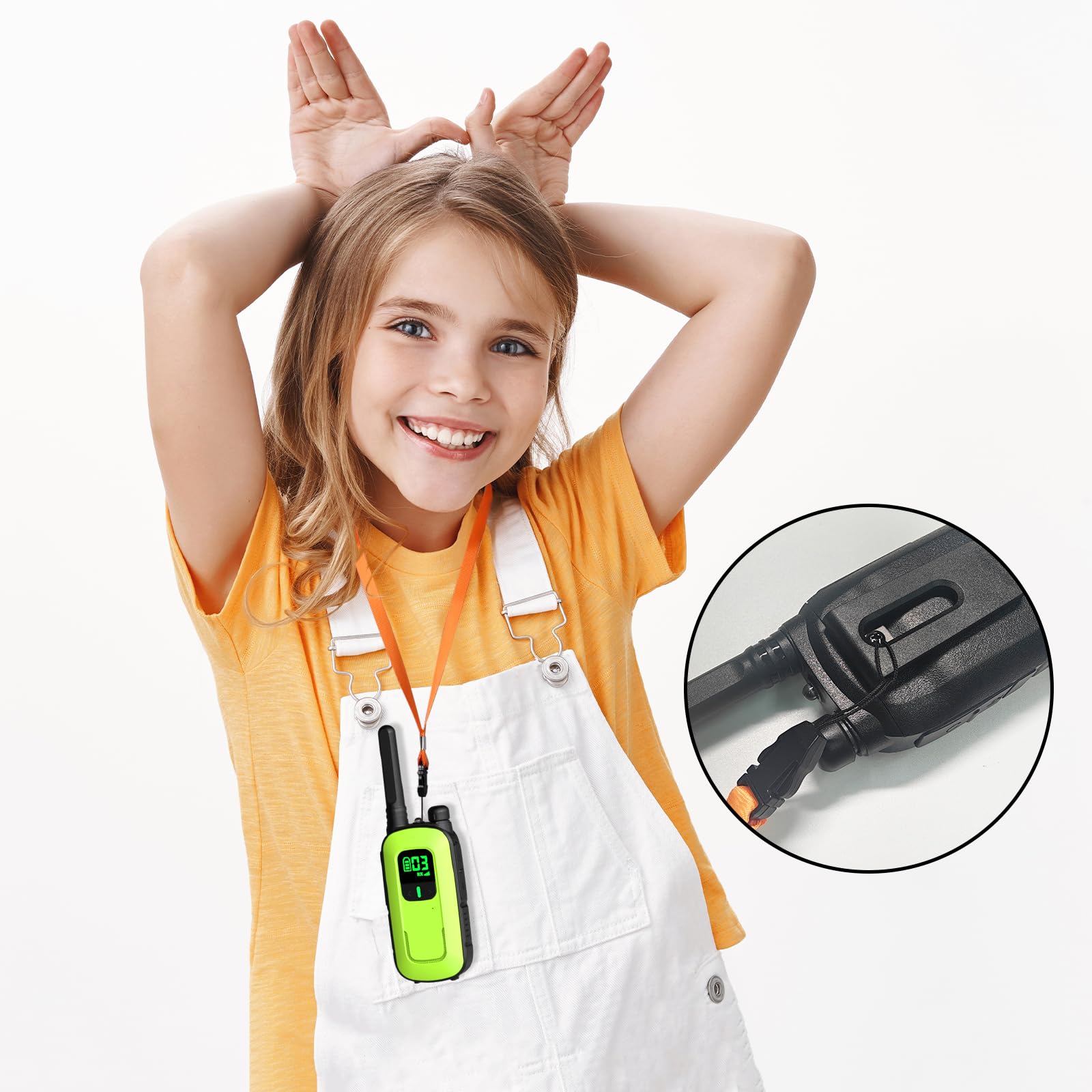 Radioddity PR-T3 Walkie Talkie für Kinder 16 Kanäle PMR446 Funkgerät ab 3 Jahre VOX mit Taschenlampe 4KM Reichweite, 2 Stücke (Blau & Grün)