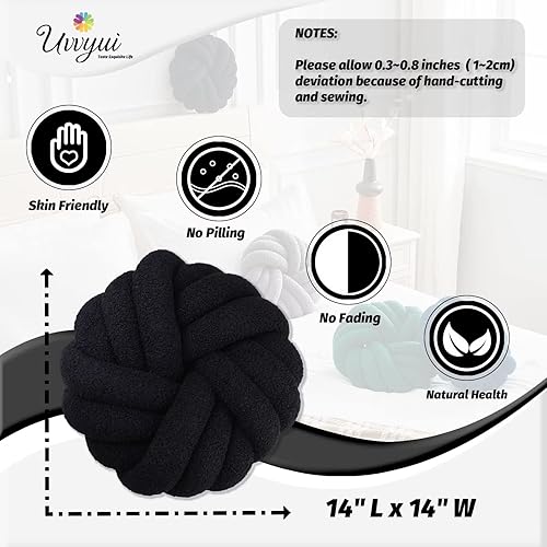 Miniatura 8 de Uvvyui Almohadas de nudo, cojines decorativos de 14 pulgadas, cojín redondo suave hecho a mano, cojín de felpa para decoración del hogar para cama,