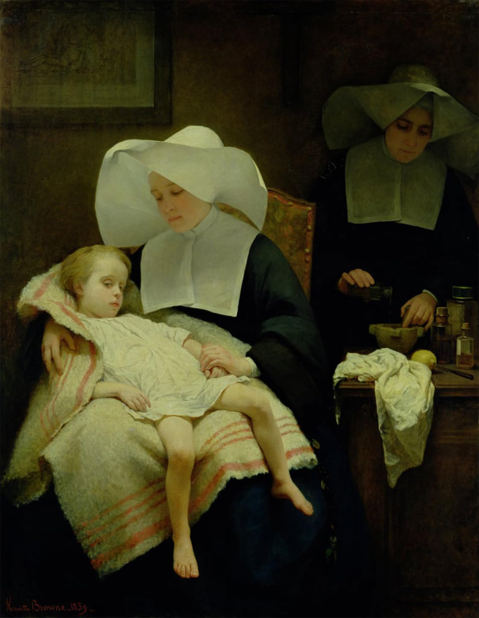 POSTERIIk Vintage Print Pop Art Landscape Artwork the Sisters of Mercy by Henriette Browne Art Prints for Office Home Decor 60x90cm