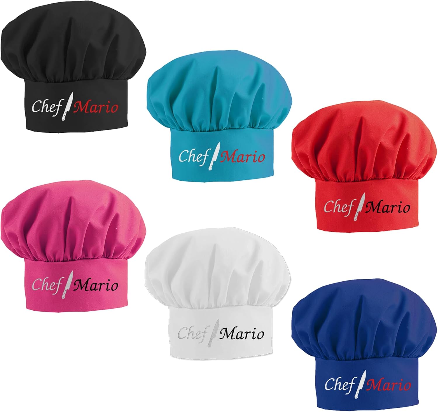 Made in USA Personalized Chef Hat with Custom Embroidery for Adults and Kids Cooking BBQ Gift Add a Name to Chef Knife Design - Image 4