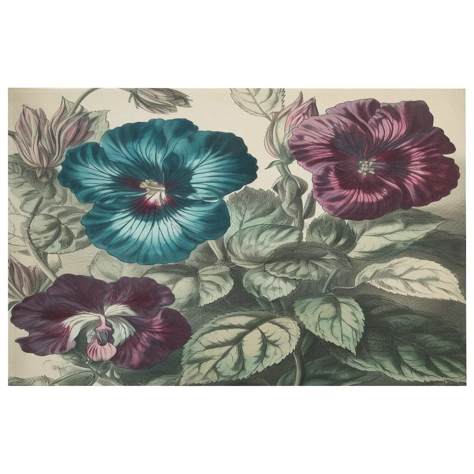 Tapis de salle de bain antidérapant lavable motif fleurs pour intérieur