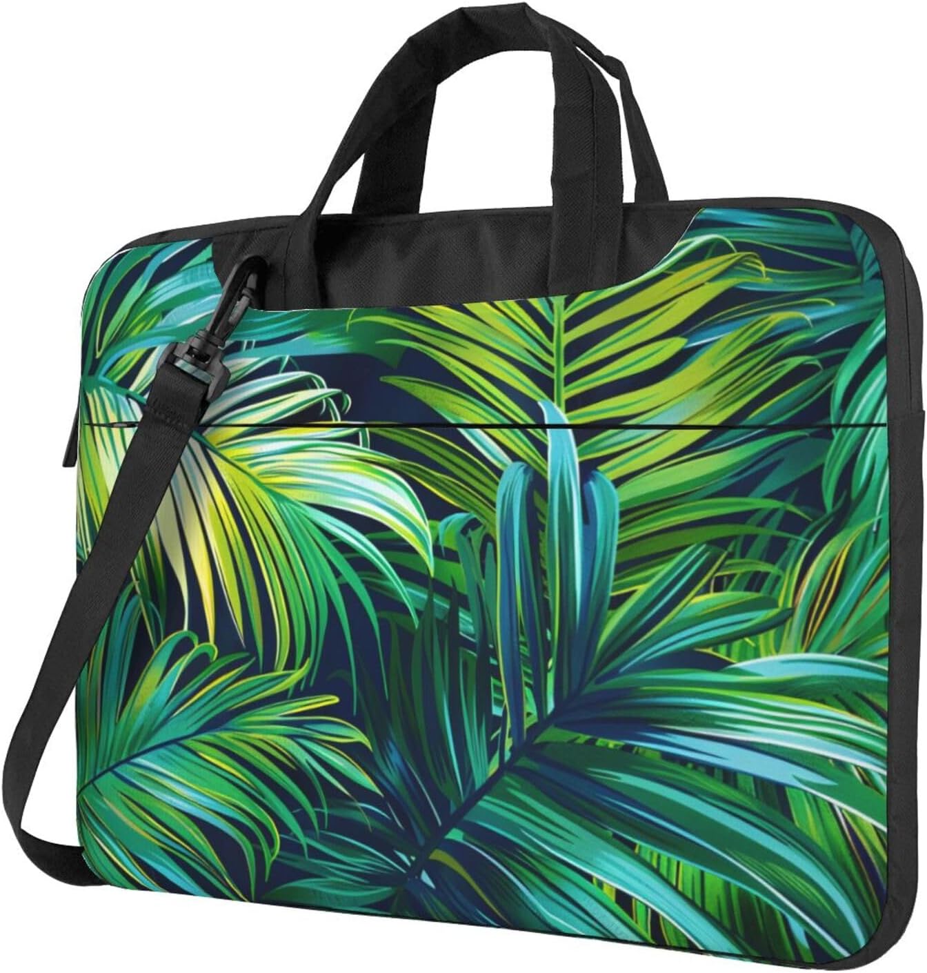 Tropical Palm Leaves Laptop Bag Triple Layer Protection Shockproof Crossbody Laptop Shoulder Bag for Men and Women