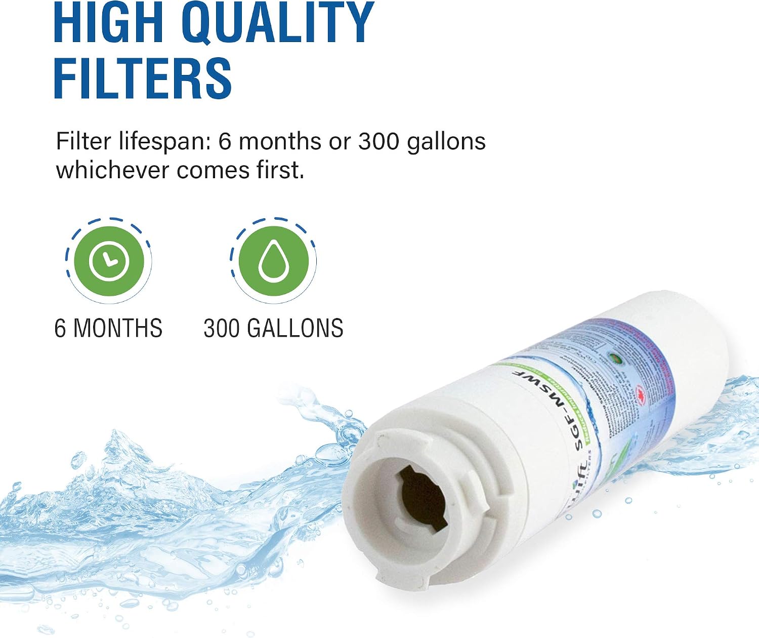 GE replacement water filter MSWF, MSWFDS, 101820A, 101821B, AP3997949, PC1559689, WR02X12801 100% recyclable, and made in U.S.A. and Canada SGF-MSWF (old G23) (1 Pack) image 3
