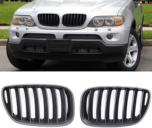 Parrilla de parachoques delantero para BMW E53 X5 3.0i 4.4i 4.8is Sport Utility 4 puertas, negro mate, 2 unidades