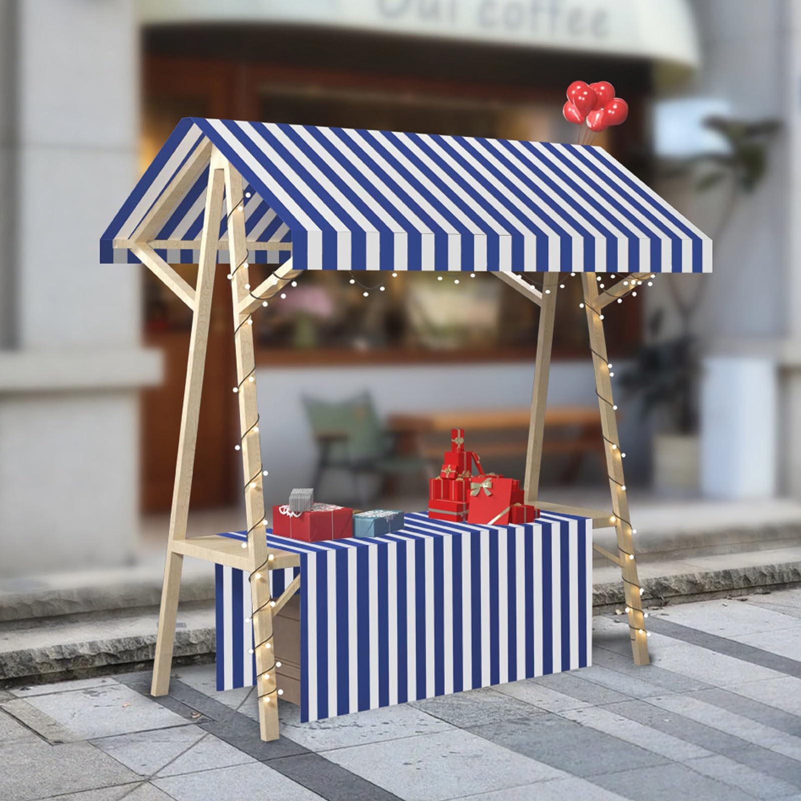 Puesto de comida para mercados y eventos al aire libre con lona superior protectora y mesa
