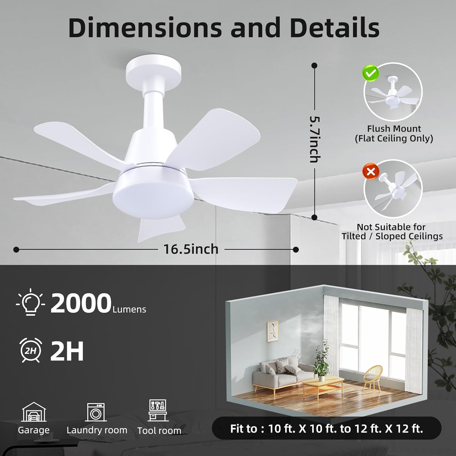 Socket Fan with Light and Remote, Socket Fan Light 3000K-6500K 3 Colors Dimmable, 5 Blades with Socket Extender,Portable Small Ceiling Fans for Bedroom, Garage, Kitchen, Living Room