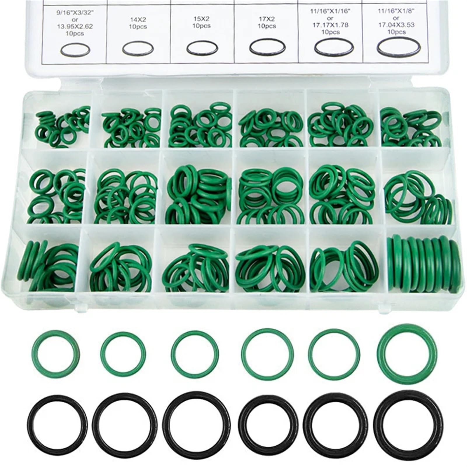 Juego surtido de juntas tóricas de caucho de nitrilo de alta presión, kit de sellado NBR para fontanería automotriz y reparación de grifos (color: 530 piezas verde)