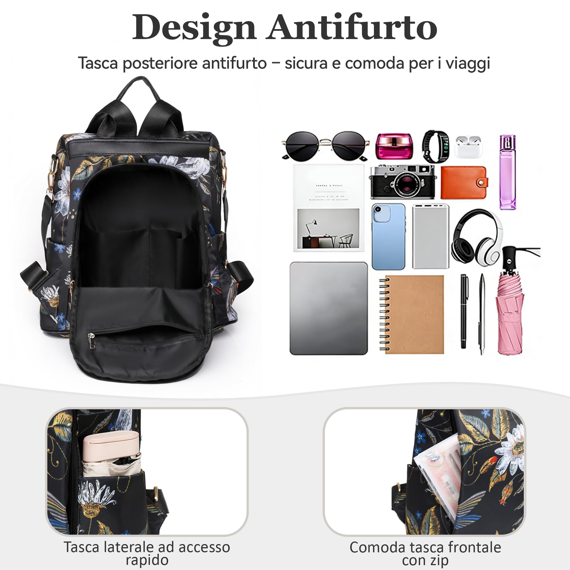 Moda Zaino Donna Borsa a tracolla Leggero Viaggio Turismo Scuola Grande Capacità Borsa a Tracolla Borsa Scuola