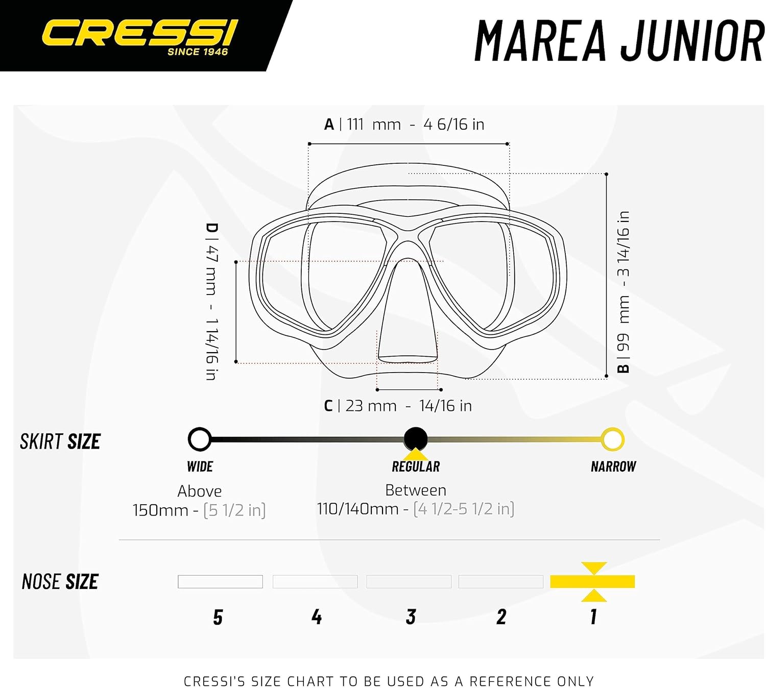 Cressi Kids Marea VIP Jr Italian Made Snorkel Set - Transparent/Yellow