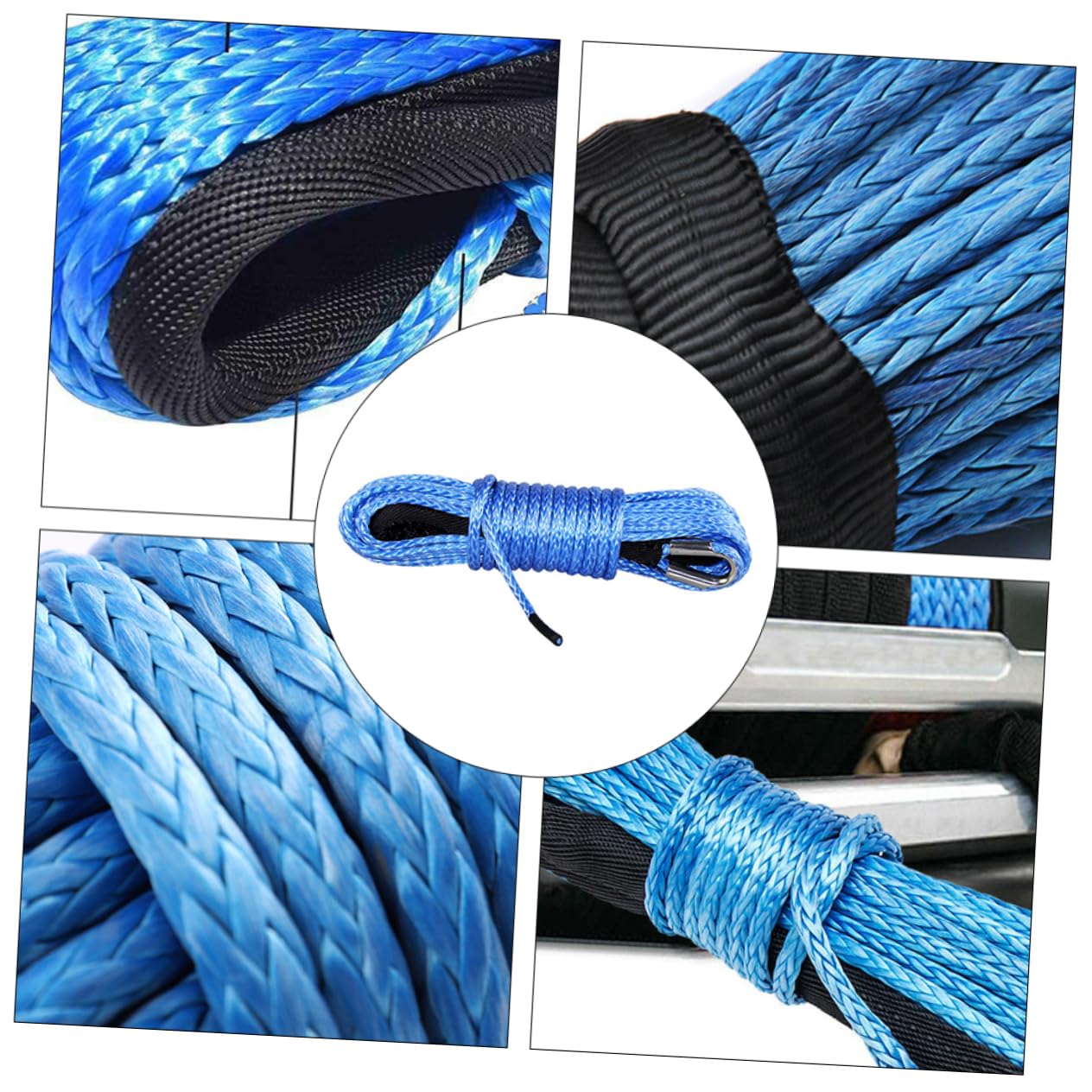 PRETYZOOM Corda da Traino Auto in Nylon Blu, Alta Resistenza e Buona Tenacità, Ganci in Acciaio Inox per Rimorchio e Uso Fuoristrada