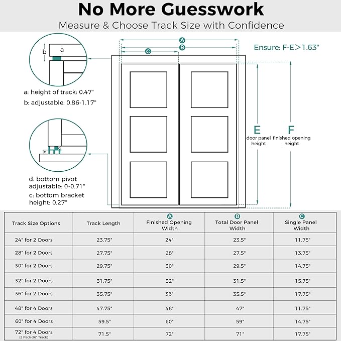 Kit completo de herrajes para puertas bi-fold de 30 pulgadas miniatura 5