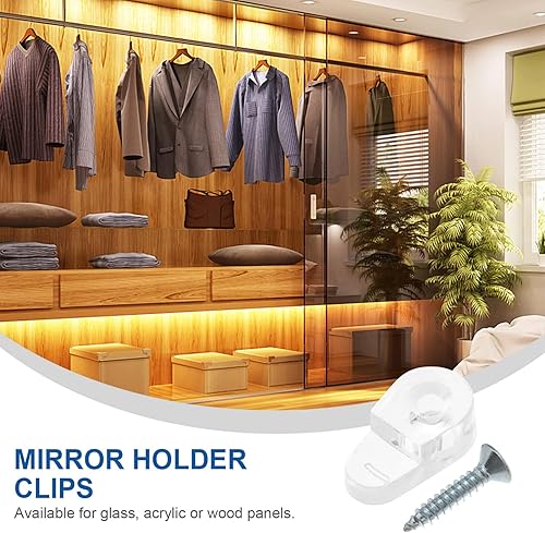 Miniatura 6 de Cabilock Kit de clips de retención de puerta de vidrio, kit de clips de retención de vidrio transparente de plástico con tornillos para fijar