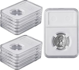 10 Packs 30mm Coin Slab Display Holder, Storage Case for JFK Half Dollar, Clear Acrylic Cases for Coin Organize and Collection, Four-Point Fixation Coin Slab Capsules Protector