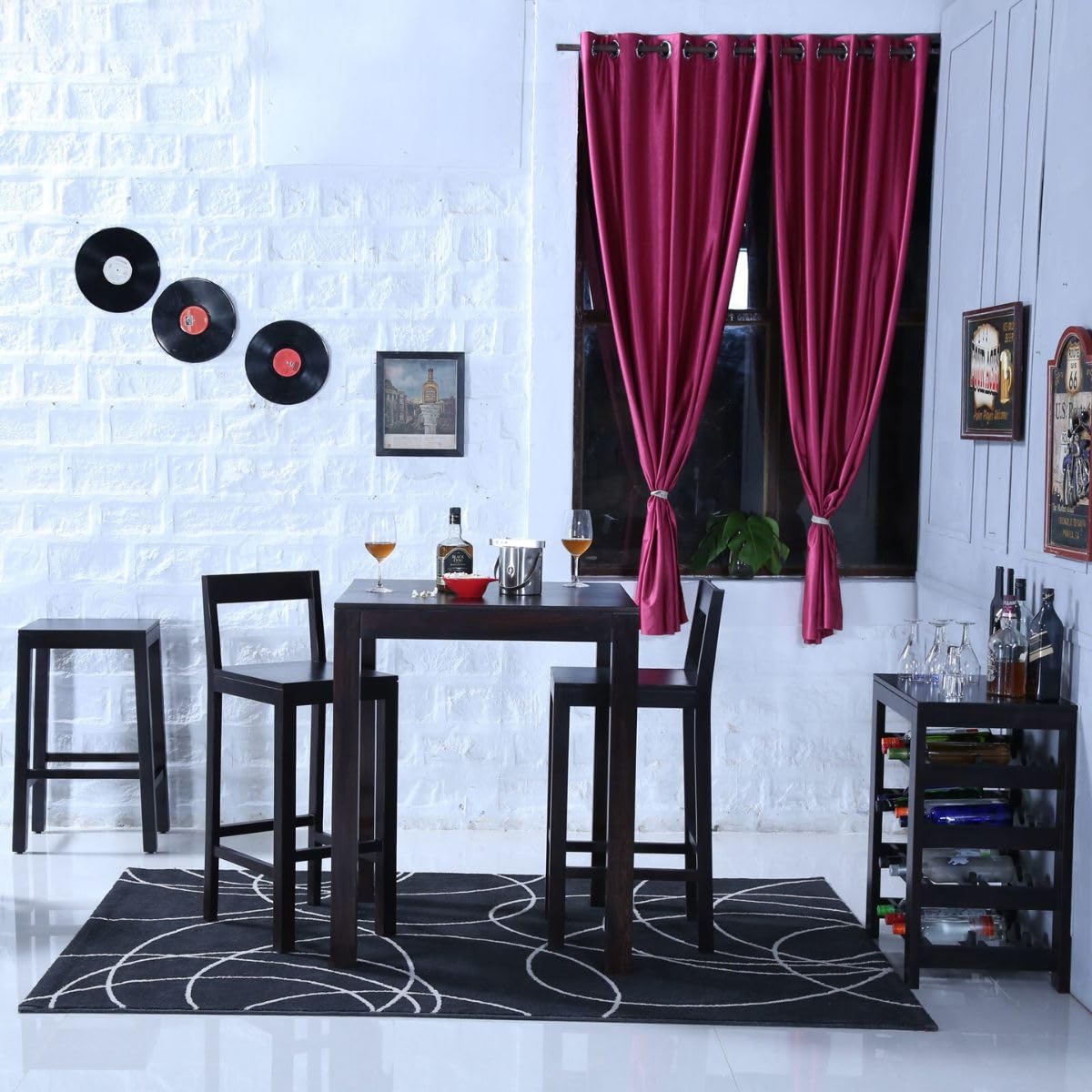Chetan Interiors Wooden Bar Dining Table and Chair/Solid Sheesham Wood ...