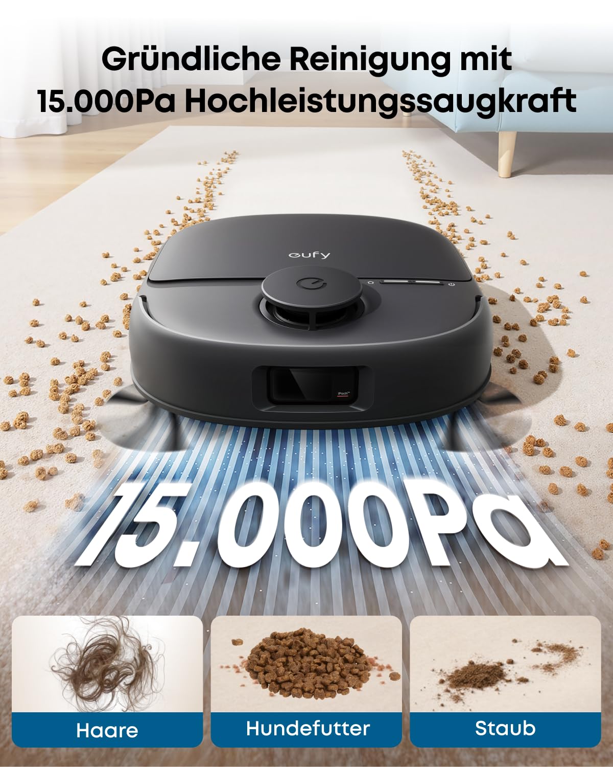 eufy Neuheit 2026 von Anker Saug- und Wischroboter C28 5-in-1 mit selbstreinigender HydroJet-Wischrolle, 15.000Pa Turbo-Saugkraft, Anti-Verheddern, KI-Hindernisvermeidung