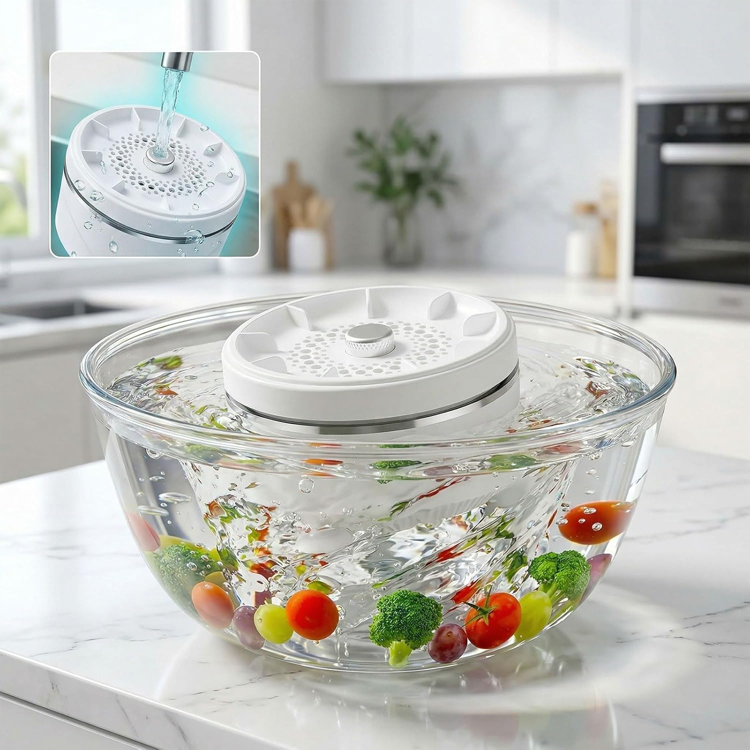 Fruit and Vegetable Washing Machine, 2026 Upgrade Fruit and Veggie Purifier, Wireless Waterproof Titanium Electrolysis Purification Fruit Cleaner Device for Grains Rice Meat & Seafood (2Pcs)