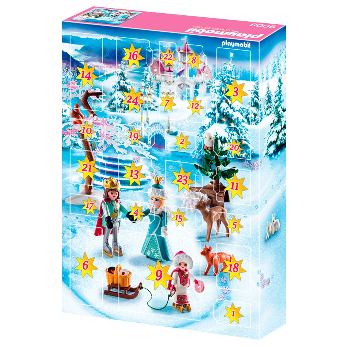 PLAYMOBIL Calendario De Adviento Patinaje Sobre Hielo – 24 Sorpresas, 3 Figuras, Muñeco De Nieve Y Animales Del Bosque – A Partir De 5 Años
