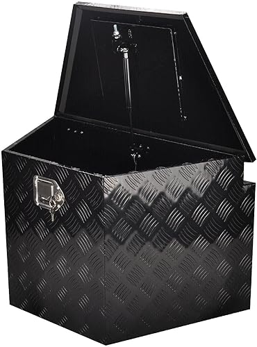 suntonmoto Caja de herramientas de aluminio de 36 x 18 x 19 pulgadas, con cerradura y llaves, organizador de almacenamiento impermeable para camión