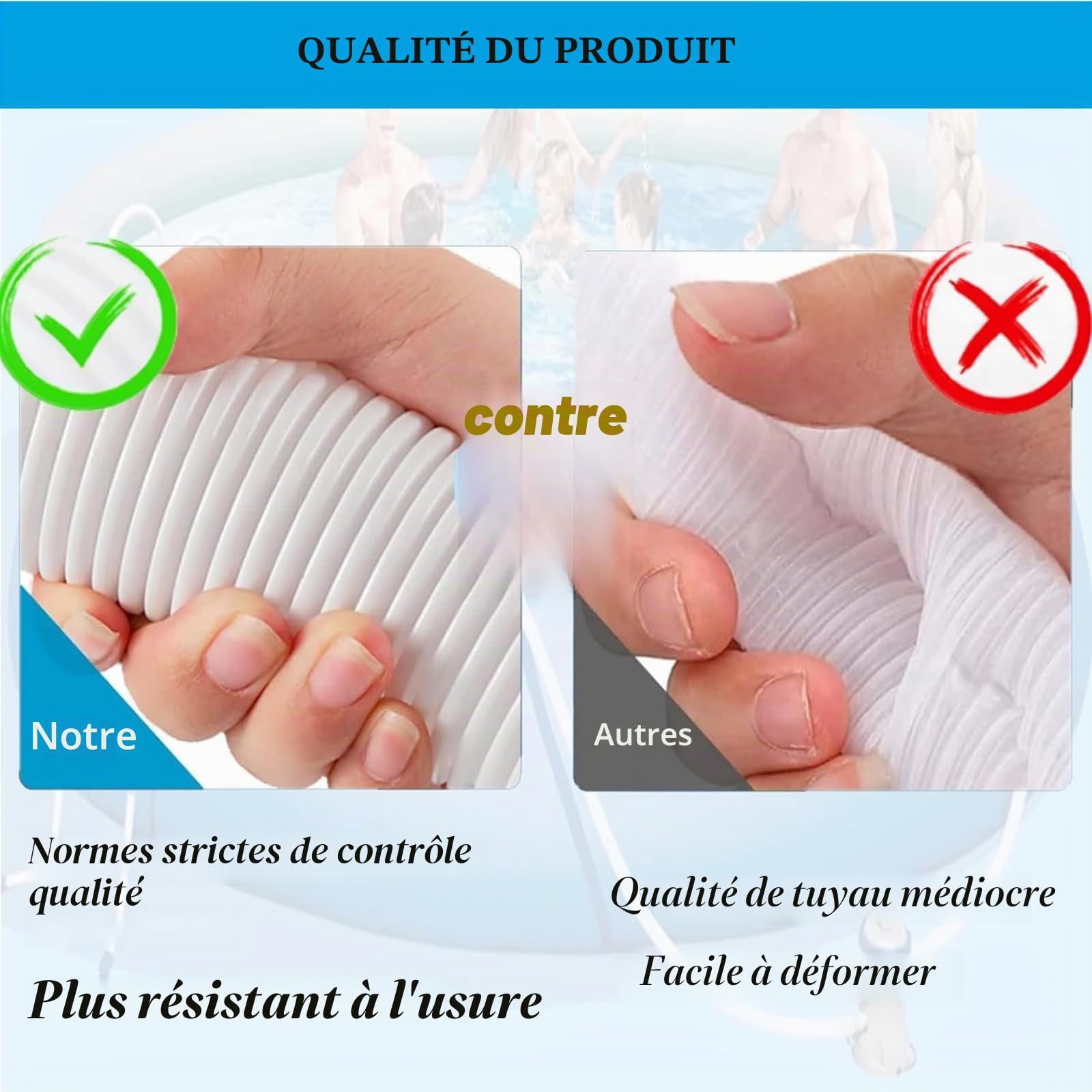 Adaptateur et Tuyau pour Skimmer de Piscine, 70cm 1.5in In-tex 25016 Tuyau et Adaptateur pour écumoire de Piscine Kits D'écumoire pour Piscines Hors Sol pour In-tex Best-way