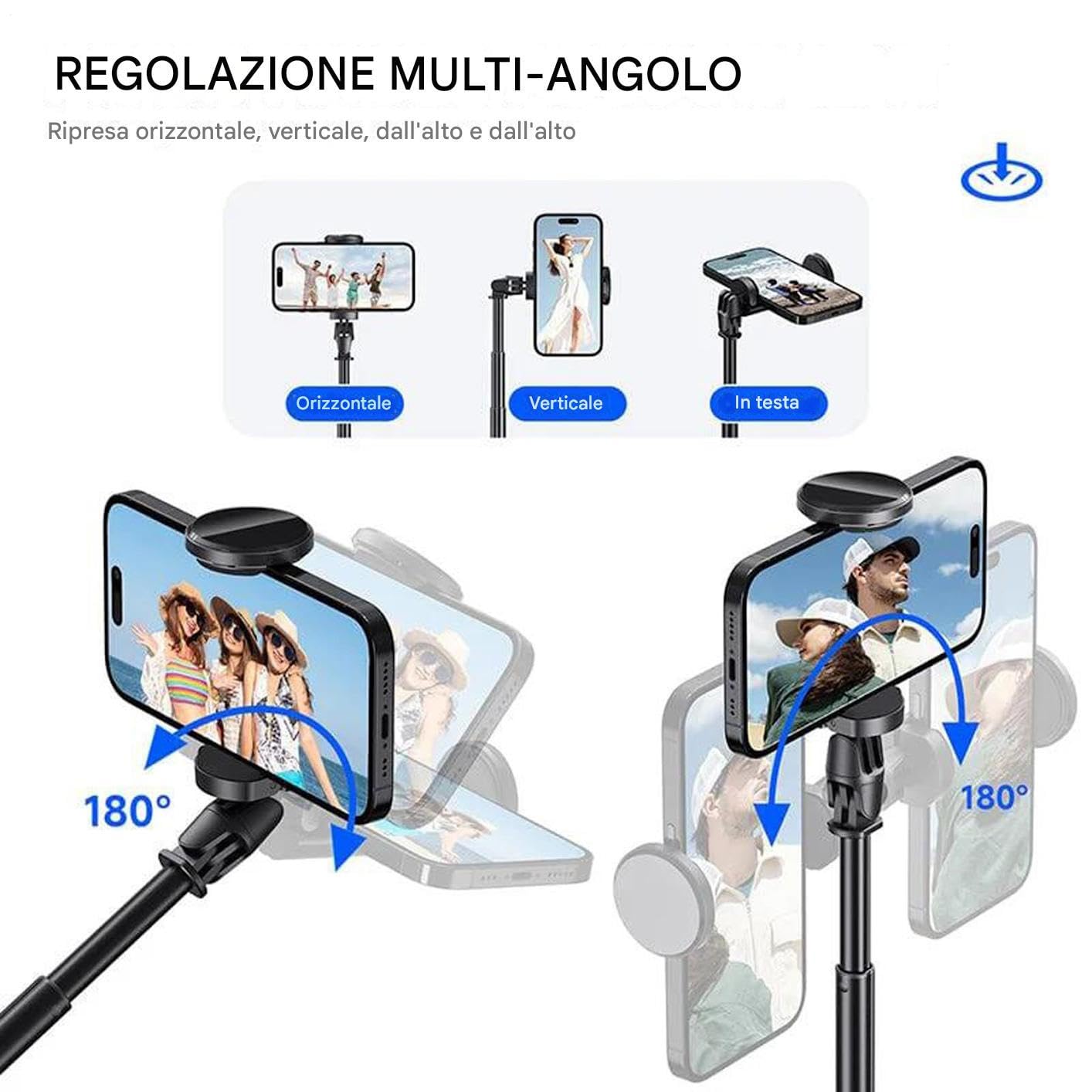 Selfie Stick Treppiede Supporto Magnetico Estensibile Con Telecomando | Selfie Stick Treppiede Vlog, Video, Palestra, Cucina, Trekking, Pendolari, Famiglia, , Compagni