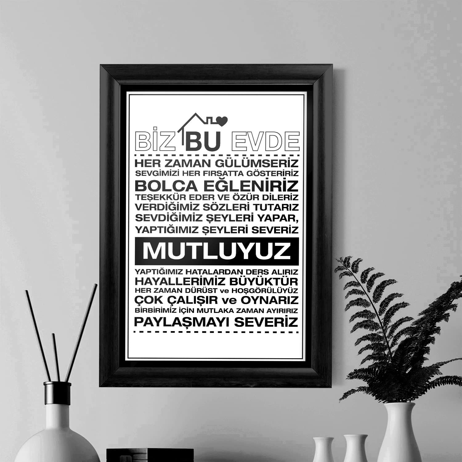 Ailenize Özel Dekoratif Ev Hediyesi Baskılı Çerçeve 24x33x1 cm
